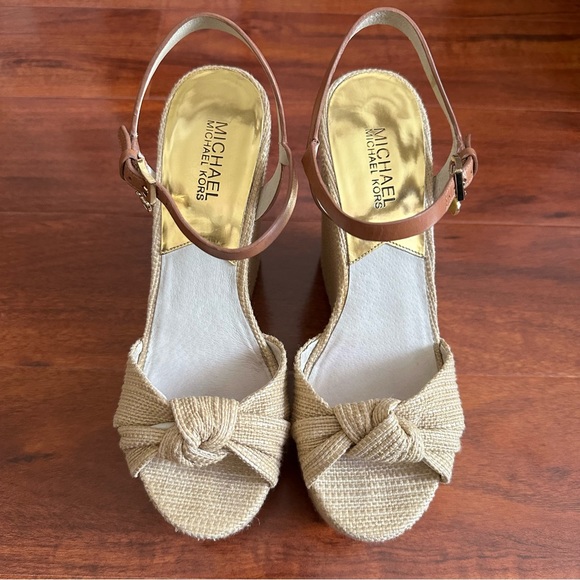Michael Kors Knot-Top Raffia Platform Wedges - Picture 2 of 12